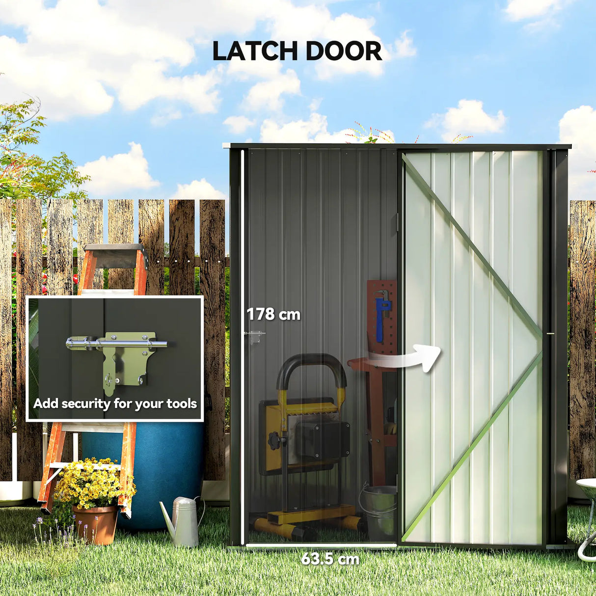 Outsunny 5.3 x 3.1ft Corrugated Steel Garden Shed - Black