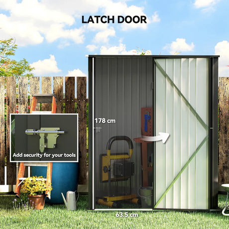 Outsunny 5.3 x 3.1ft Corrugated Steel Garden Shed - Black