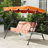Outsunny 3 Seater Garden Swing Chair, Outdoor Swing Chair with Adjustable Canopy, Mental Frame & Cushions, Orange