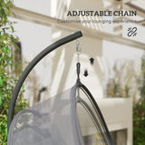 Outsunny Hanging Egg Chair Outdoor Indoor, Swing Hammock Chair with Stand, Cushions, Lumbar Pillow, Adjustable Height and Steel Frame for Garden Patio Lounge Porch, Dark Grey
