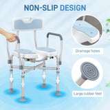 HOMCOM Aluminium Shower Chair, with Padded Seat - Light Blue
