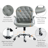 Vinsetto Office Chair Ergonomic 360 Swivel PU Diamante Padded Base 5 Castor Wheels for Home Work Grey