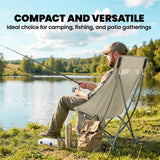 Outsunny Camping Chair for Adults Heavy Duty Folding Camp Chair with Side Pocket and Carry Bag Khaki