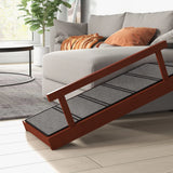 PawHut Wooden Dog Ramp with Removable Guardrails, Non-Slip Surface, 125 cm Long, Brown
