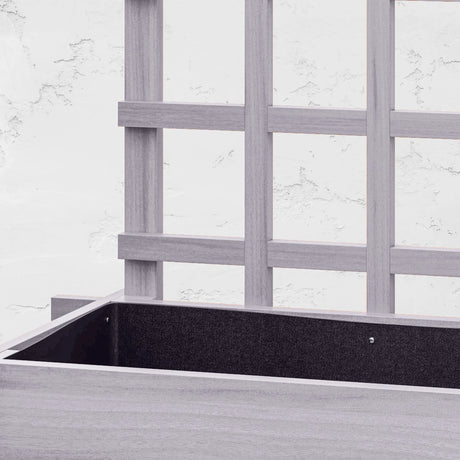 Outsunny 3 Tier Garden Planters with Trellis for Vine Climbing, Wooden Raised Beds, 95x95x110cm, Grey