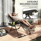 Outsunny Zero Gravity Chairs Set of 2, Folding Sunloungers Reclining Garden Chairs with Cup Holder, Headrest, Black