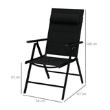 Outsunny Set of Two Padded Garden Chairs - Black