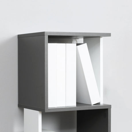 HOMCOM Modern 5-Tier Bookshelf, Freestanding Bookcase Storage Shelving for Living Room Home Office Study, White and Dark Grey