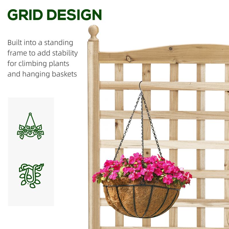 Outsunny Garden Planters with Trellis for Climbing Vines, Wood Raised Beds for Garden, Flower Pot, Indoor Outdoor, Natural