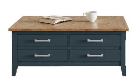 Signature Blue Coffee Table with drawers & hidden storage trunk