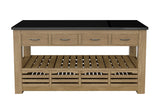 Kitchen Island (Oak) Four Drawer With Black Granite Top