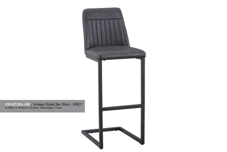 (VPR03I) Vintage Grey Leather Bar Stool  (Pack of Two)