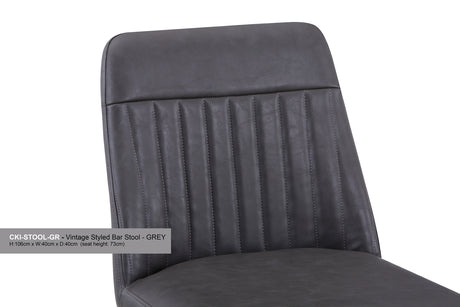 (VPR03I) Vintage Grey Leather Bar Stool  (Pack of Two)