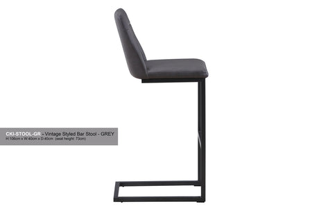 (VPR03I) Vintage Grey Leather Bar Stool  (Pack of Two)
