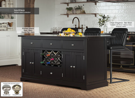 Black Kitchen Island With Black Granite Worktop