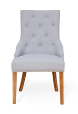 Oak Accent Narrow Back Upholstered Dining Chair - Grey (Pack Of Two)