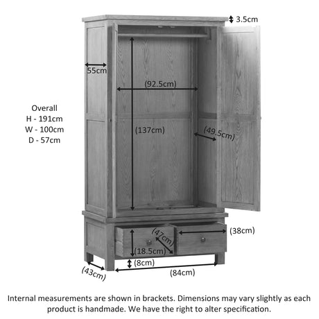 Double Wardrobe With 2 Drawers