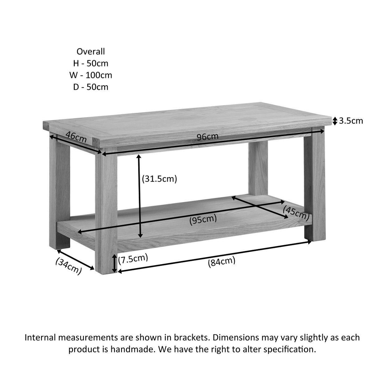 Large Coffee Table With Shelf