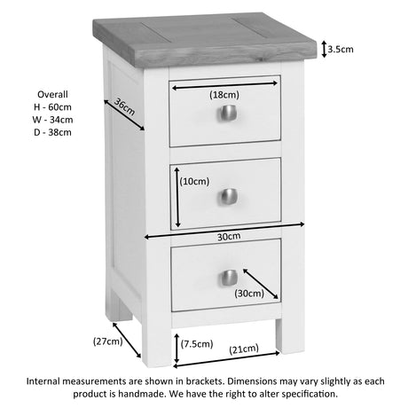 Compact 3 Drawer Bedside (DPT009 - MOON GREY)