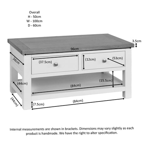 Coffee Table With 2 Drawers (DPT068 - WHITE)
