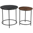 SET OF 2 MARBLE AND WOOD SIDE TABLES (ELI002G)