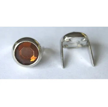 9mm 2 Prong Amber Crystal Upholstery Nail  Pack 10 pcs