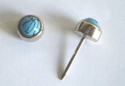 9mm Turquoise Swirl Stone Nailback 10pcs