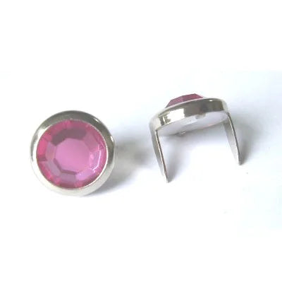 13mm 2 Prong Pink Crystal Upholstery Nail  Pack 10 pcs