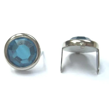13mm 2 Prong Aqua Crystal Upholstery Nail  Pack 10 pcs