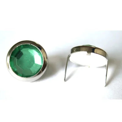 13mm 2 Prong Green Crystal Upholstery Nail  Pack 10 pcs