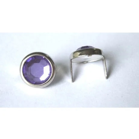 13mm 2 Prong Purple Crystal Upholstery Nail  Pack 10 pcs