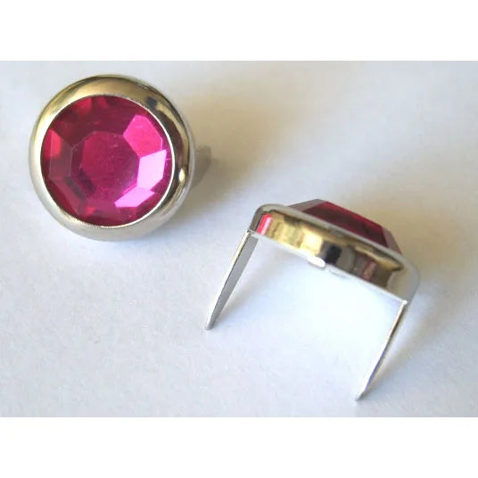 13mm 2 Prong Fuschia Crystal Upholstery Nail  Pack 10 pcs