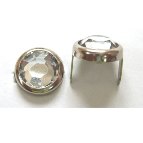 13mm 2 Prong Clear Crystal Upholstery Nail  Pack 10 pcs