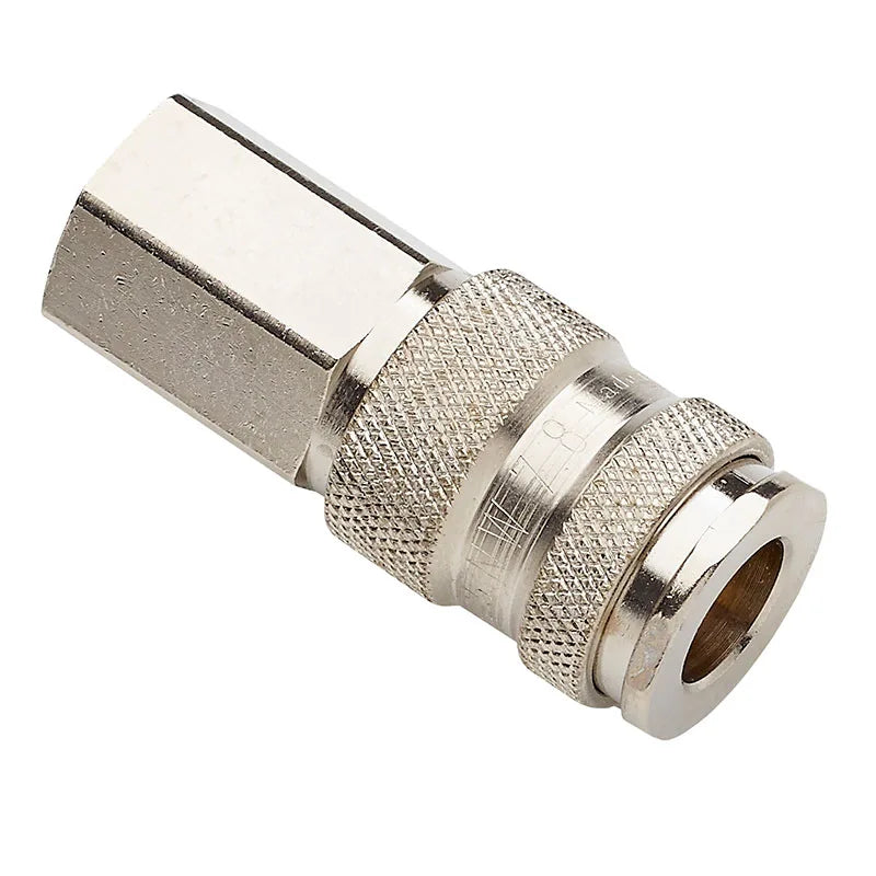 1/4 inch BSPP Female Coupling, Nickel Plated Brass