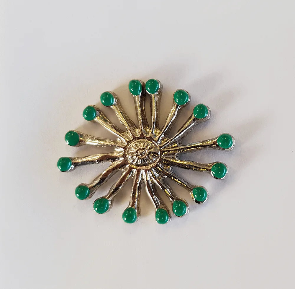 40mm Nickel/Green Sunburst Decorative Upholstery Nail