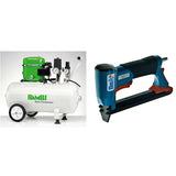 Bambi 24 Ltr Standard Silent Air Compressor Kit  with wheels and BeA Staple Gun