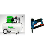 Bambi 24 Ltr Standard Silent Air Compressor Kit  with wheels and BeA Long Nose Staple Gun