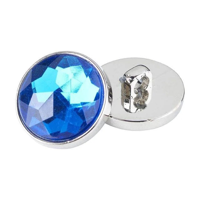 18mm Blue Acrylic Crystal Button  Pack 10