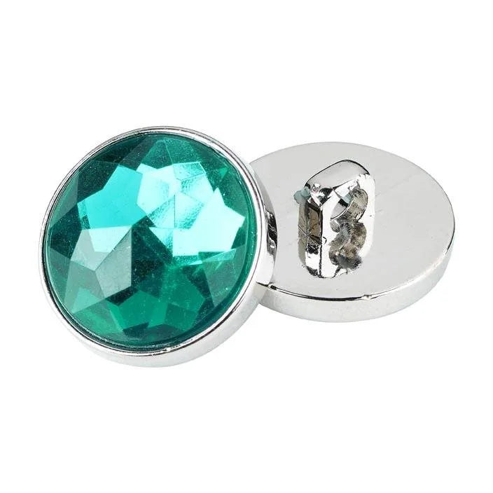 18mm Green Acrylic Crystal Button  Pack 10