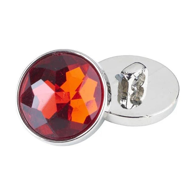 18mm Red Acrylic Crystal Button  Pack 10