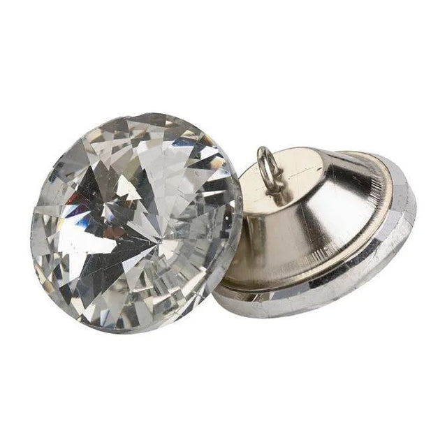 30mm Clear Glass Crystal Button  Pack 10