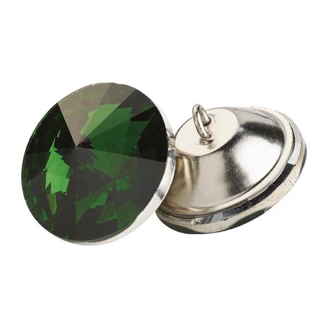 20mm Green Glass Crystal Button  Pack 10