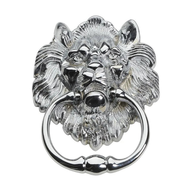 Solid Brass Lion Furniture Knocker Handle  Chrome Finish