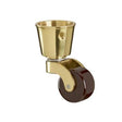 Brass Round Cup Castor with Brown Ceramic Wheel  1 inch (25mm)