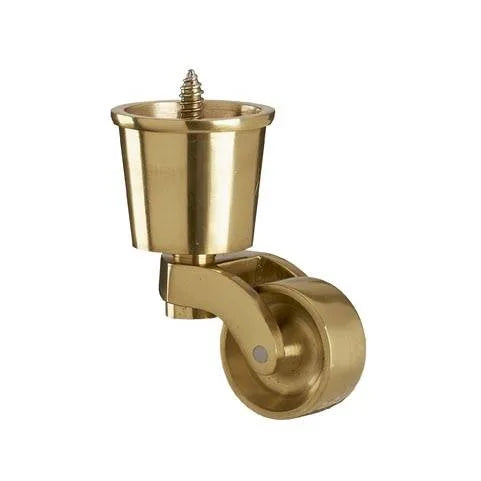 Brass Round Cup Castor with Separate Screw  1 1/4 inch (32mm)