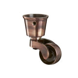 Antique Copper Finish Brass Round Cup Castor  1 1/4 inch (32mm) including screws
