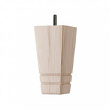 Wooden Detailed Turned Sofa Leg 150mm x 75mm  Square Tapered Leg in a Raw Finish