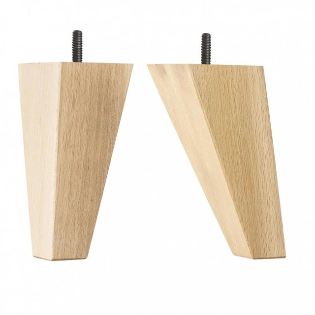 Wooden Sofa Leg 150mm x 70mm x 25mm  Square Tapered Leg in a Natural Gloss Finish x 2 pcs