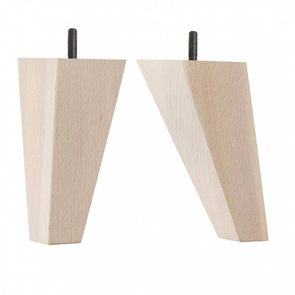 Wooden Sofa Leg 150mm x 70mm x 25mm  Square Tapered Leg in a Raw Finish x 2 pcs