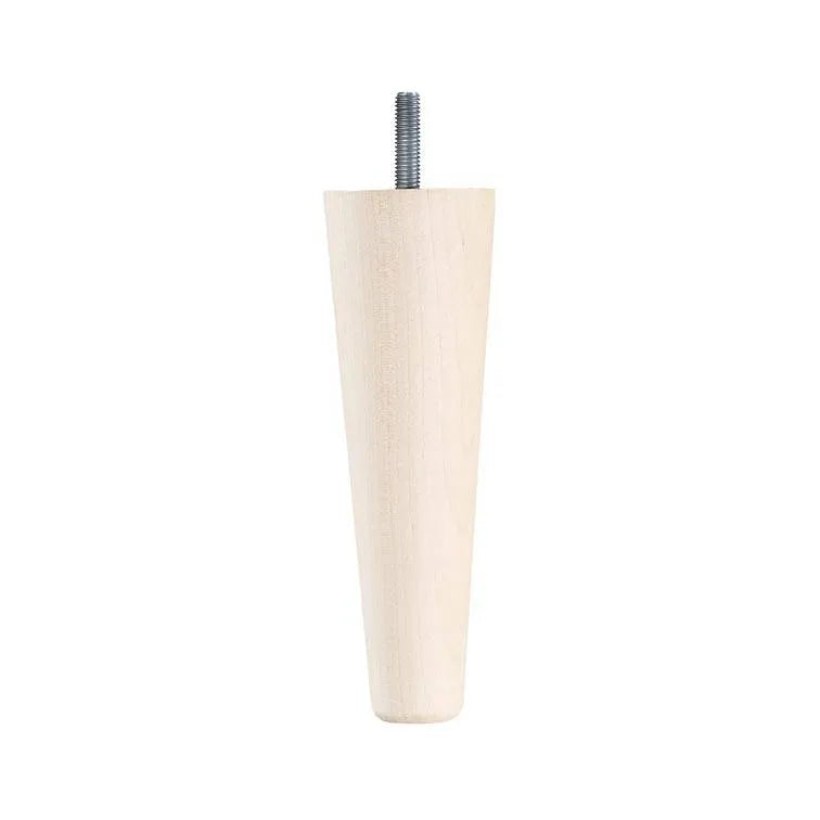 Wooden Round Tapered Sofa Leg 150mm x 50mm  Turned Leg in a Raw Finish
